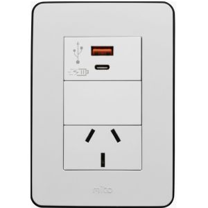 LLAVE TOMA 10A Y USB A / USB C CARGA RAPIDA JELUZ MITO BL/NG - Vista 1