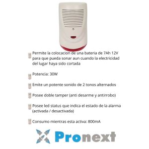 ALARMA CON SIRENA Y BOTON DE PANICO CON LUZ - Vista 1