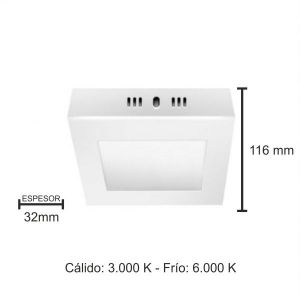 PANEL LED APLICAR CUADRADO 6W MACROLED - Vista 4