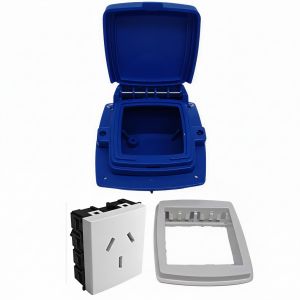 LLAVE 1 TOMA 20A CAPSULADO P/ EMBUTIR AZUL EXULTT  - Vista 1