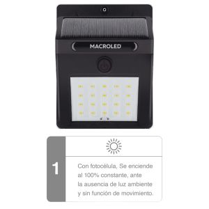 ARTEFACTO SOLAR DE PARED 1.5W IP54 MACROLED - Vista 6