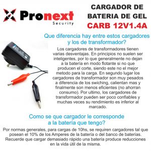 CARGADOR DE BATERIA DE GEL 12V 1.4 AMP C/ CORTE AUTOMATICO PRONEXT - Vista 2