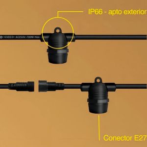 GUIRNALDA 5 METROS 10 PORTALAMPARAS CORTO MACROLED - Vista 2