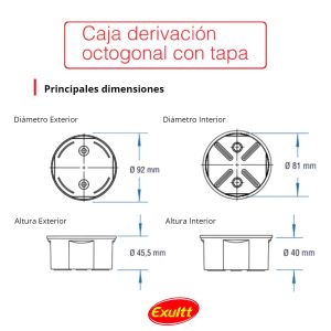 CAJA DERIVACION OCTOGONAL CON TAPA EXULTT - Vista 4