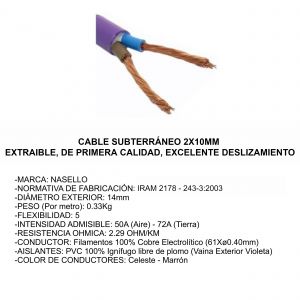 CABLE SUBTERRANEO 2X10 MM X METRO CONDUELEC - Vista 2