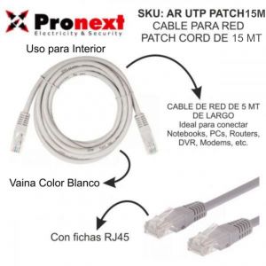 CABLE PARA RED PATCH CORD DE 15 METROS UTP PRONEXT - Vista 1