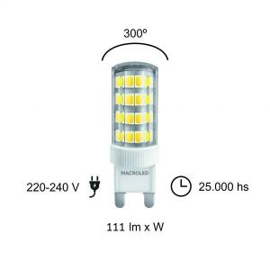 LAMPARA BIPIN 9W G9 220V MACROLED - Vista 5