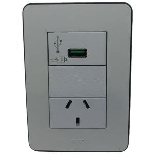 LLAVE TOMA 10A Y USB CARGA RAPIDA 3 AMP JELUZ MITO BL/NG
