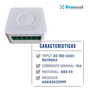 INTERRUPTOR DIMERIZABLE 1 SALIDA SMART WIFI 16A PRONEXT - Vista 3