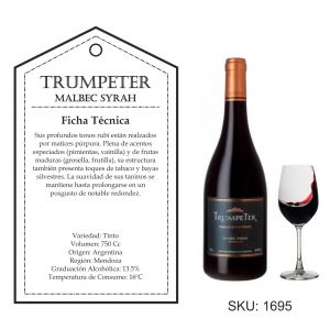 VINO TRUMPETER SYRAH / MALBEC 750 CC - Vista 1