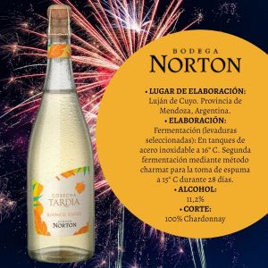 VINO NORTON ESPUMANTE COSECHA TARDIA 750 ML X 6 UNIDADES - Vista 3