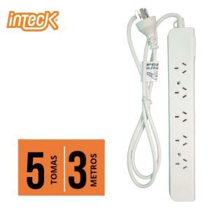 PROLONGADOR MULTIPLE 5 TOMAS BLANCO CON CABLE 3 MTS C/ PROTECTOR TERMICO - Vista 3