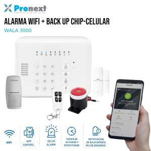 ALARMA DOMICILIARIA INALAMBRICA SMART WIFI + GSM WALA 3000 PRONEXT - Vista 2