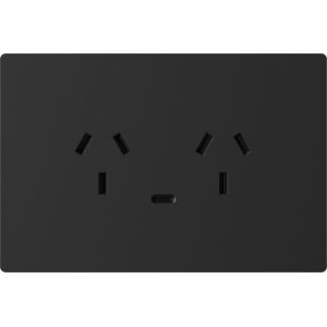 SET ARMADO TOMACORRIENTE DOBLE 10A + 1 USB-C MILAN NEGRO MACROLED