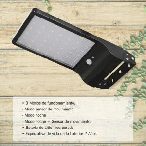 LUMINARIA SOLAR LED 3W EQUIVALE 25W C/ SENSOR DE MOVIMIENTO ATOMLUX - Vista 3