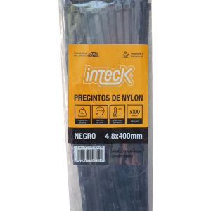 PRECINTO DE NYLON 4.8MM X400MM - NEGRO X 100 UNIDADES INTECK - Vista 1