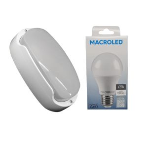 TORTUGA EXTERIOR BLANCO STAR BOX + LAMPARA 9.5W NEUTRA E27 MACROLED - Vista 1