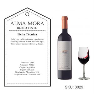 VINO ALMA MORA BLEND TINTO 750 CC - Vista 1