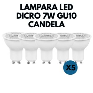 LAMPARA LED DICROICA 7W GU10 CANDELA COLOR FRIO X5 UNIDADES - Vista 1