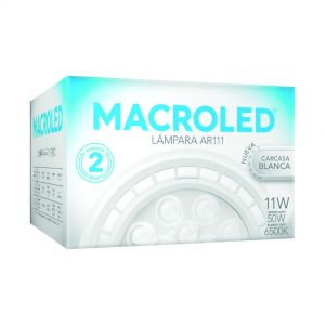 LAMPARA AR111 LED 11W GU10 DE PVC BLANCA MACROLED - Vista 3