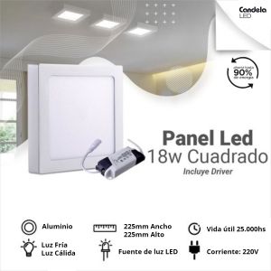 PANEL LED 18W CUADRADO APLICAR CANDELA - Vista 6