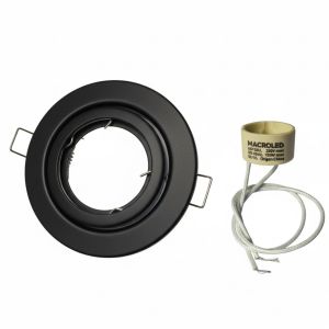 SPOT ARO DE METAL DE EMBUTIR DICROICA GU10 MóVIL NEGRO MACROLED + ZOCALO GU10 - Vista 1