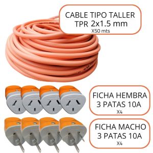 CABLE PARA HACER ALARGUE NARANJA 2X1.5 MM X 50 METROS + FICHAS - Vista 2