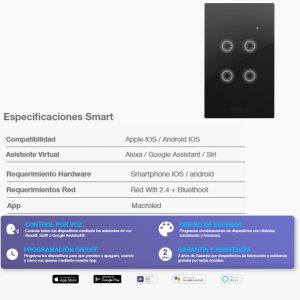 TECLA SMART ROMA MACROLED 4 CANALES CON CAPACITOR - Vista 5