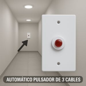 SET ARMADO PULSADOR CON AUTOMATICO DE PASILLO 3 CABLES C/RELE 300 WTS