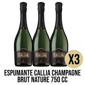 VINO ESPUMANTE CALLIA CHAMPAGNE BRUT NATURE 750 CC X3 UNIDADES  - Vista 1