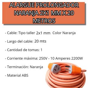 ALARGUE PROLONGADOR NARANJA 2X1 MM X 20 METROS - Vista 3