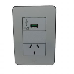 LLAVE TOMA 10A Y USB CARGA RAPIDA 3 AMP JELUZ VERONA MITO BL/NG