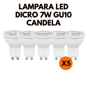 LAMPARA LED DICROICA 7W GU10 CANDELA COLOR CALIDO X5 UNIDADES - Vista 1