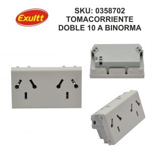 MODULO TOMACORRIENTE DOBLE 10A ESPECIAL (3 MODULOS) LINEA URBANA EXULTT - Vista 1