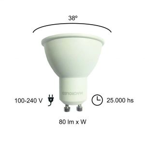 LAMPARA DICROICA LED 7W GU10 DE PVC MACROLED - Vista 7