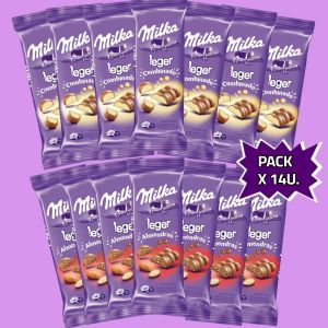 CHOCOLATE MILKA LEGER ALMENDRAS + COMBINADO 50 GR X14 UNIDADES