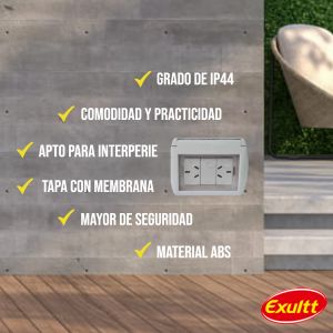 TAPA CAPSULADA EXTERIOR MEMBRANA + 2 TOMA 10A EXULTT URBANA - Vista 5