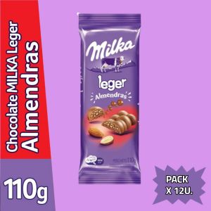 CHOCOLATE MILKA LEGER ALMENDRAS 110 GR X 12 UNIDADES