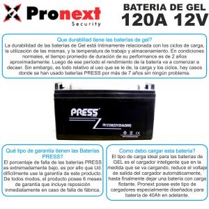 BATERIA DE GEL DE 12V 120 AH PRESS - Vista 2