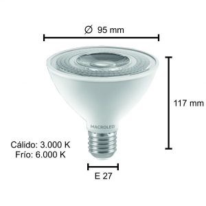 LAMPARA PAR 30 LED 11W E27 DE PVC MACROLED - Vista 4