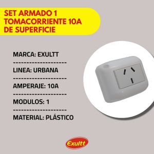 SET ARMADO 1 TOMACORRIENTE 10A DE SUPERFICIE LINEA URBANA  EXULTT - Vista 3