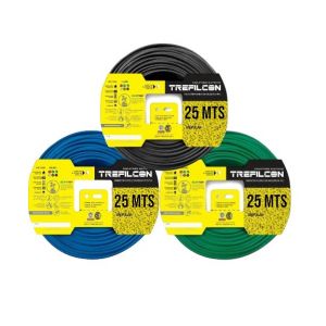 CABLE UNIPOLAR 4 MM TREFILCON X 25M PACK X 3 COLORES (NEGRO- CELESTE - VERDE/AMARILLO)