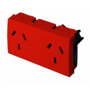 MODULO 1 TOMACORRIENTE  DOBLE 10A (3 MODULOS) TENSION DIFERENCIADA ROJO LINEA  PLEIN EXULTT