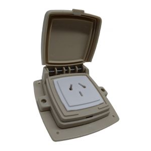 LLAVE 1 TOMA 10A (ESPECIAL) CAPSULADO P/ EMBUTIR BEIGE EXULTT - Vista 1