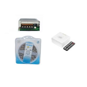 CINTA LED 5050 72W FRIO 12V + FUENTE DE 12V + DIMMER  P / INTERIOR MACROLED