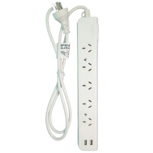 PROLONGADOR MULTIPLE 5 TOMAS + 2 USB BLANCO CON CABLE 1.5 MTS C/ PROTECTOR TERMICO