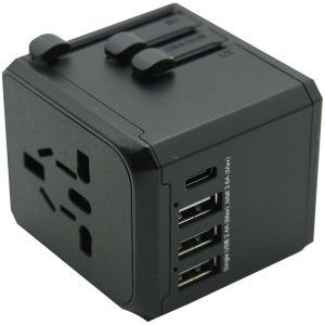 ADAPTADOR VIAJERO CON 3 PUERTOS USB-A + 1 PUERTO USB-C - COLOR NEGRO - Vista 3