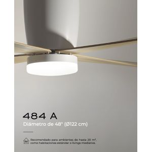 VENTILADOR DE TECHO BLANCO Y MADERA 484A CON LUZ 48” MOTOR DE ALTA EFICIENCIA LEUK