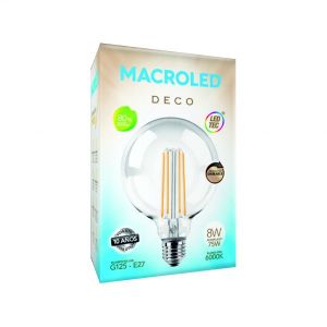 LAMPARA GLOBO FILAMENTO LED 8W E27 DIMERIZABLE MACROLED - Vista 3