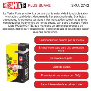 YERBA ROSAMONTE SUAVE PLUS 1000 GR X 10 UNIDADES - Vista 2